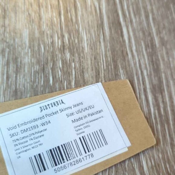 Disturbia void embroidered pocket skinny jeans size w34 new - Picture 2 of 5